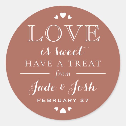 クレイ自然ハートラブイズスウィート結婚式の引き出物 ラウンドシール (正面)