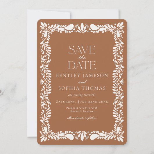 クレイ・タラベラ・タイル スペイン フィエスタ 保存の日付 招待状 (正面)