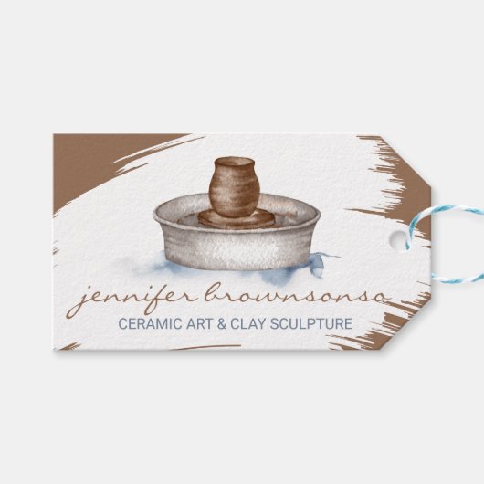 クレイ・ターナー陶芸 セラミックアート彫刻 手作り ギフトタグ (正面(横))