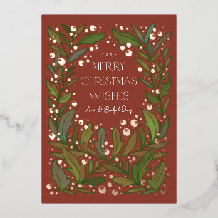 クレイ レッド グリーンネリー クリスマス 箔シーズンカード