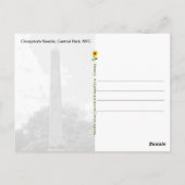 クレオパトラの針、セントラルパーク、ニューヨーク –  ポストカード (裏面)