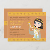 クレオパトラエジプトをテーマにした子供の誕生日パーティー 招待状 (正面/裏面)