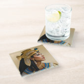 「クレオパトラVIIの現実主義:ポートレート」 ガラスコースター (アングル)