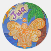 クレオールカリブのエンジェルアートデカールステッカー ラウンドシール (正面)