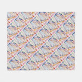 クレカラフルヨン(薄桃色) フリースブランケット (正面(横))