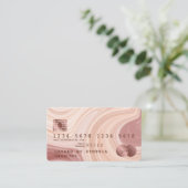 クレジットカモダンードダスティピンク大理石メイクアップアーティスト 名刺 (スタンド正面)