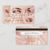 クレジットカモダンードダスティピンク大理石メイクアップアーティスト 名刺 (正面/裏面)