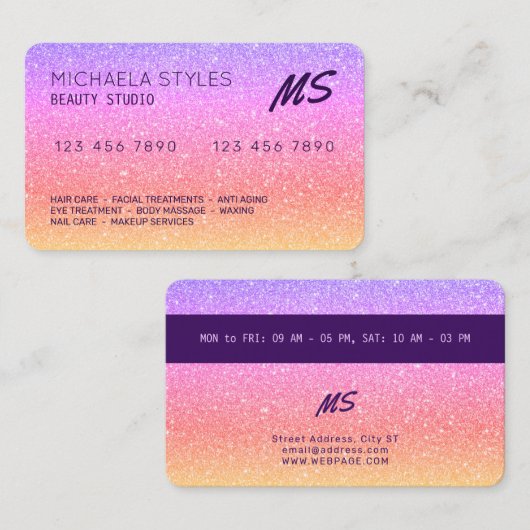 クレジットカードがスパー刺激を受けたクなカラフル 名刺 (正面/裏面)