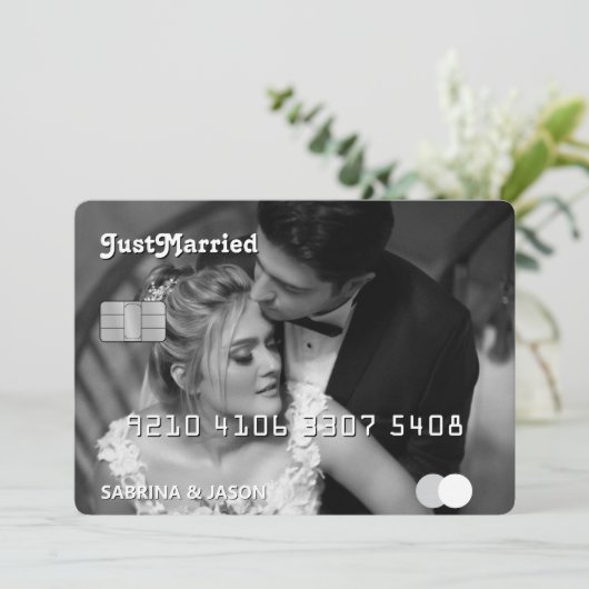 クレジットカードたった今結婚しました結婚の発表 案内状 (スタンド正面)