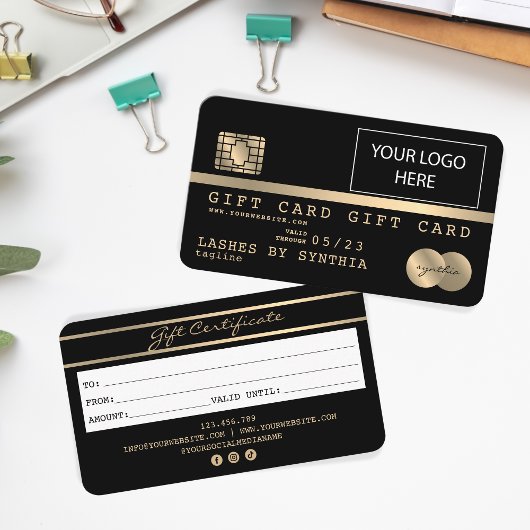 クレジットカードのギフトカード証明書の追加ロゴ 名刺