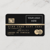 クレジットカードのギフトカード証明書の追加ロゴ 名刺 (正面)