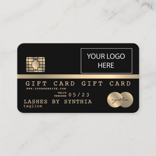 クレジットカードのギフトカード証明書の追加ロゴ 名刺 (正面)