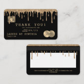 クレジットカードのスタイルありがとうあなたが滴下金ゴールド 名刺 (正面/裏面)