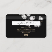 クレジットカードのスタイルを持つ金ゴールドダイヤモンドソーシャルメディア 名刺 (裏面)