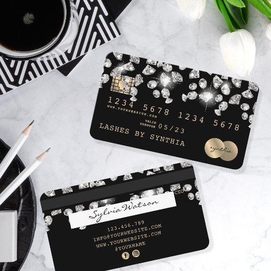 クレジットカードのスタイルを適用したドリップダイヤモンド 名刺