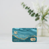 クレジットカードのスタイルティール（緑がかった色）エージェントの追加ロゴ 名刺 (スタンド正面)