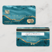 クレジットカードのスタイルティール（緑がかった色）エージェントの追加ロゴ 名刺 (正面/裏面)