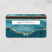 クレジットカードのスタイルティール（緑がかった色）エージェントの追加ロゴ 名刺 (裏面)