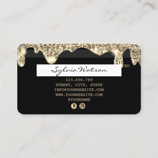 クレジットカードのスタイル付き滴下金ゴールドの追加の名前 名刺 (裏面)