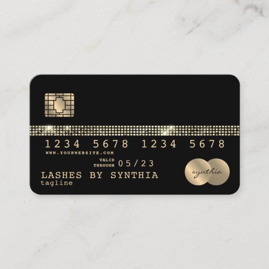 クレジットカードのスタイル付き金ゴールドとブラック 名刺 (正面)