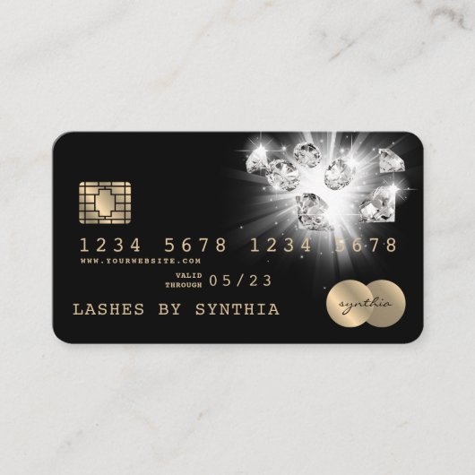 クレジットカードのスタイル付き金ゴールドダイヤモンド 名刺 (正面)