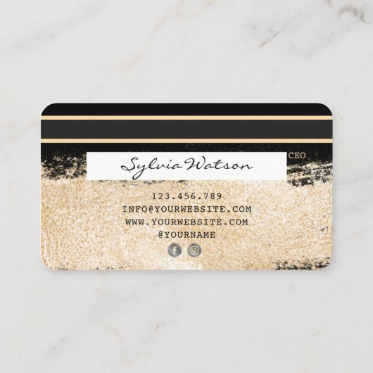 クレジットカードのスタイル付き金ゴールドブラシの名前の追加 名刺 (裏面)