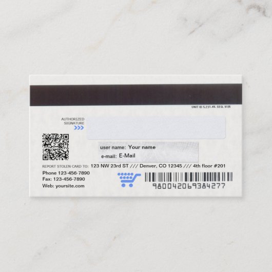 クレジットカードのデザインの名刺 名刺 (正面)