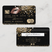 クレジットカードのデビットカード形式のグリッター金ゴールドの唇 名刺 (正面/裏面)