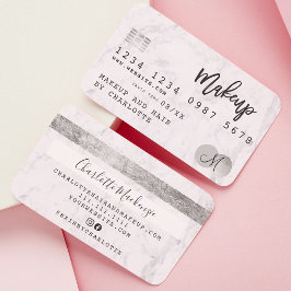 クレジットカードのヘアメイクアップ大理石シックなモノグラム 名刺