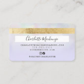 クレジットカードのホログラフィックパープル美しいモノグラム 名刺 (裏面)