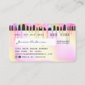 クレジットカードのホログラフィックレインボーピンクのグリッター滴 名刺 (裏面)