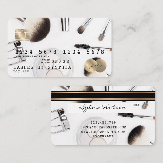 クレジットカードのメイクアップアーティスト 名刺 (正面/裏面)