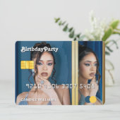 クレジットカードの写真付き誕生日パーティー 招待状 (スタンド正面)