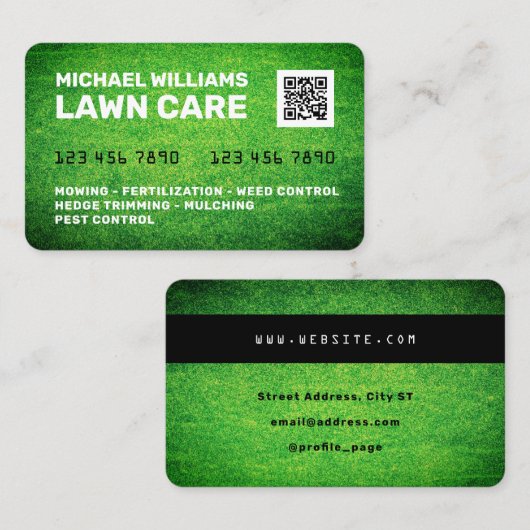 クレジットカードの芝生のテフェイククスチャ 名刺 (正面/裏面)