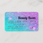 クレジットカードの髪の美しいマーメイドグリッターモノグラム 名刺 (正面)