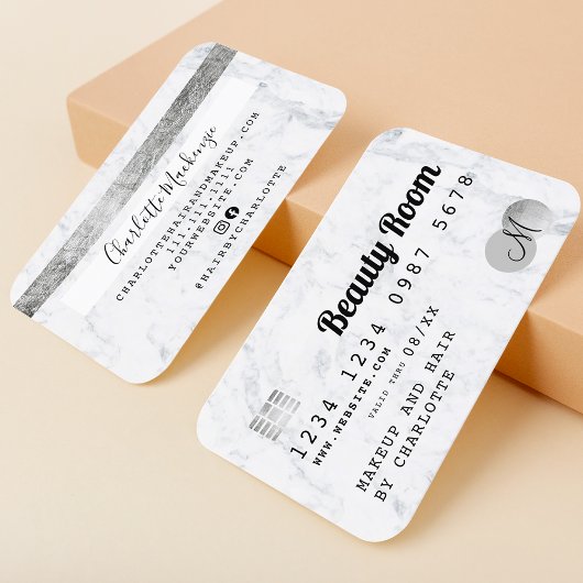 クレジットカードの髪の美しい大理石シックなモノグラム 名刺