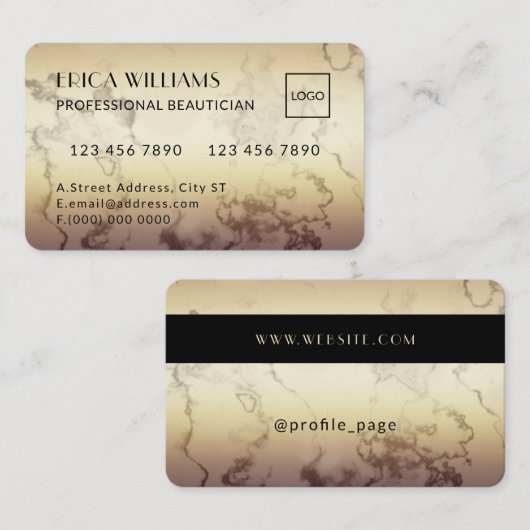 クレジットカードは金色フェイクの大理石に見える 名刺 (正面/裏面)