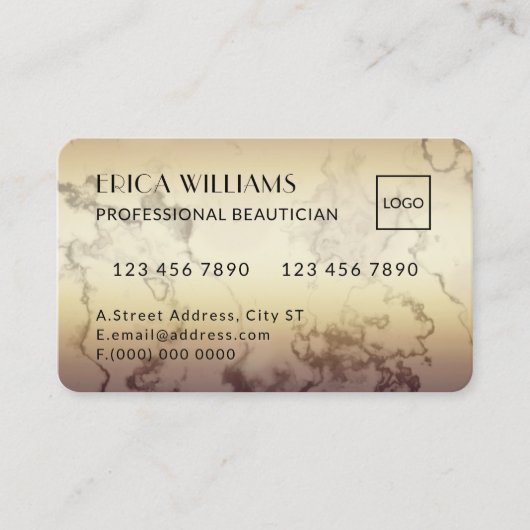 クレジットカードは金色フェイクの大理石に見える 名刺 (正面)