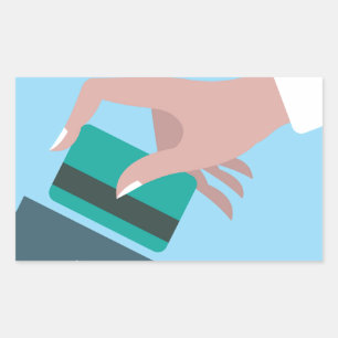 クレジットカードを強打する手 長方形シール