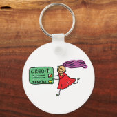 クレジットカードを持った女の子 キーホルダー (正面)