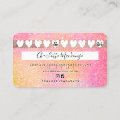 クレジットカードイエローピンクグリッターグラデーションロイヤリティ 名刺 (裏面)