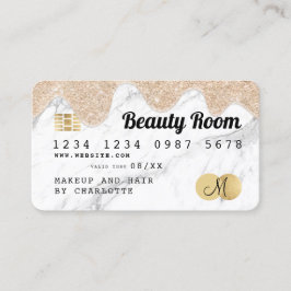 クレジットカードガーリー金ゴールドグリッタードリップマーブル美しい 名刺