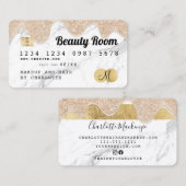 クレジットカードガーリー金ゴールドグリッタードリップマーブル美しい 名刺 (正面/裏面)