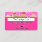 クレジットカードグリッタードリップス美しいピンクモノグラム 名刺 (裏面)