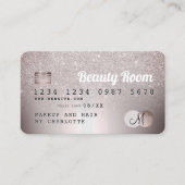 クレジットカードグレー金属グリッターロイヤリティ 名刺 (正面)