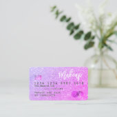 クレジットカードシックなピンクグリッターメイクアップヘアモノグラム 名刺 (スタンド正面)