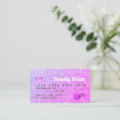 クレジットカードシックピンクグリッター美しいモノグラム 名刺 (スタンド正面)