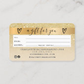 クレジットカードシック金ゴールドグリッターグラデーションギフトカード 名刺 (裏面)