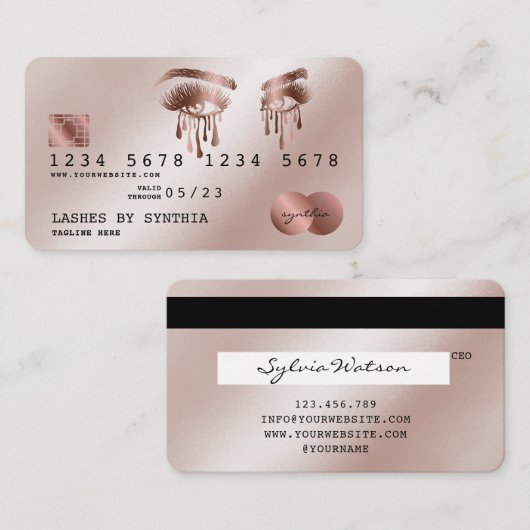 クレジットカードスタイルのバラ金ゴールドロングラッシュアイドリップ 名刺 (正面/裏面)