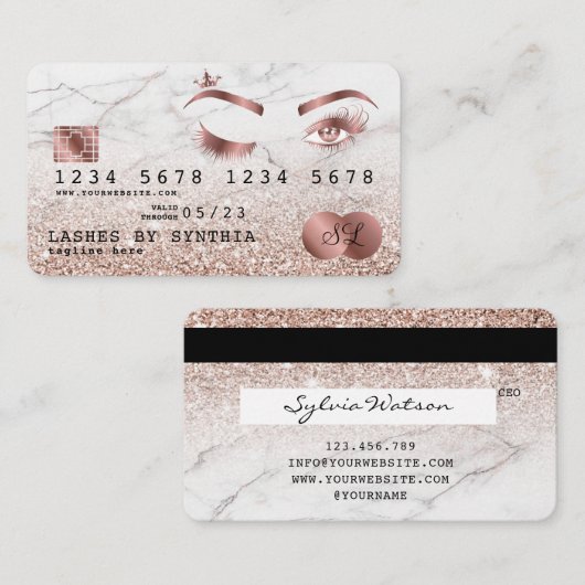 クレジットカードスタイルのバラ金ゴールドロングラッシュマーブル 名刺 (正面/裏面)
